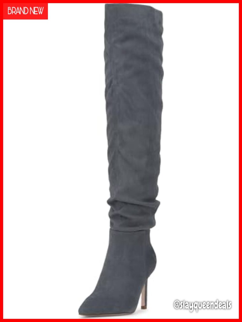 Faux Suede Over-The-Knee Boots Pointed Toe Stiletto Heel